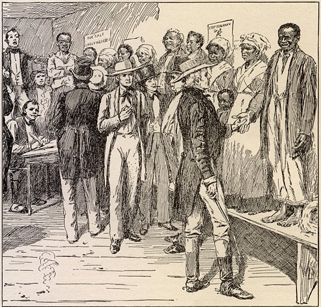 Historic Drawing of Slave Auction
