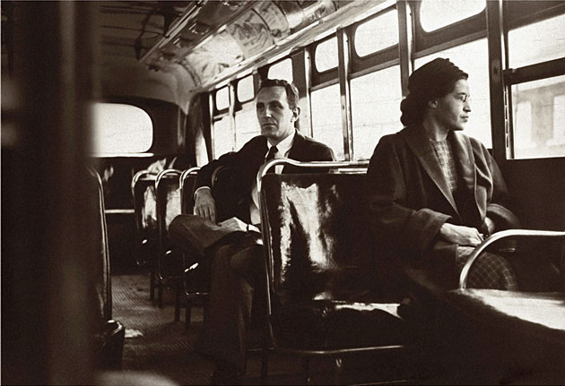 Rosa Parks Looks Out the Bus Window
