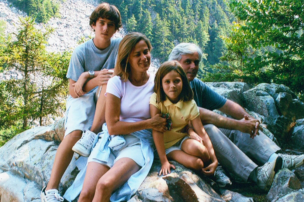 Merrill, wife Zo Anne, son Will, and daughter Ella in White Rocks, VT, 2003