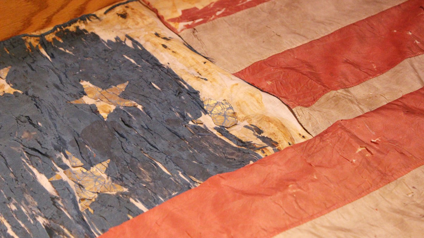 The flag that was raised over Vicksburg, Mississippi after it was captured in 1863 by a Union army regiment from Galena under the command of General Ulysses S. Grant is now on display at the Galena & U. S. Grant Historical Museum