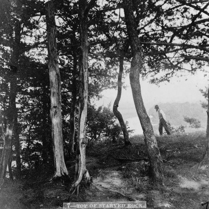A hiker atop Starved Rock, circa 1866