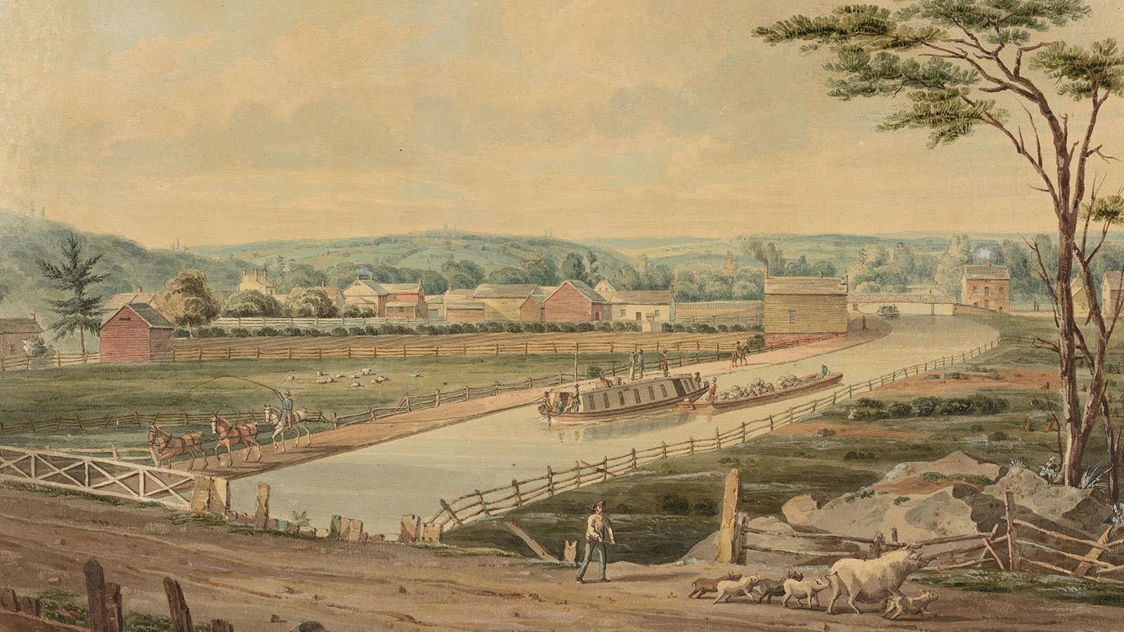 View on the Erie Canal painting