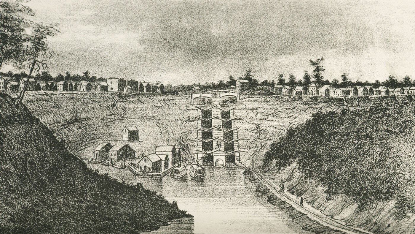 Lockport from Prospect Hill drawing