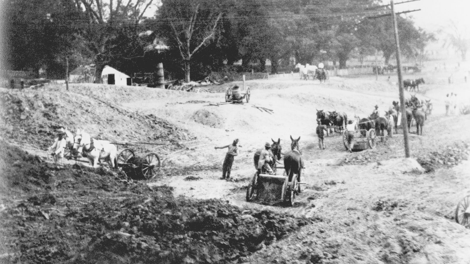 Early levee construction in Louisiana, circa 1880