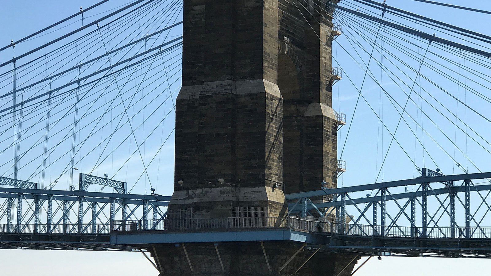 tower on the John A. Roebling Suspension Bridge