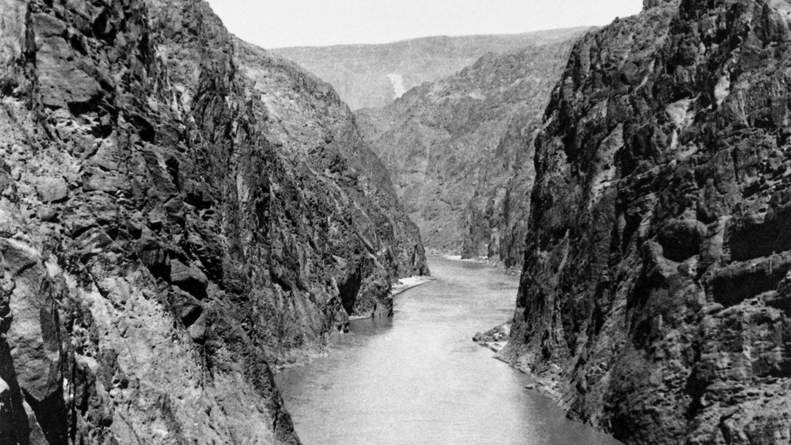 The Colorado River runs through Black Canyon, prior to construction on the Hoover Dam