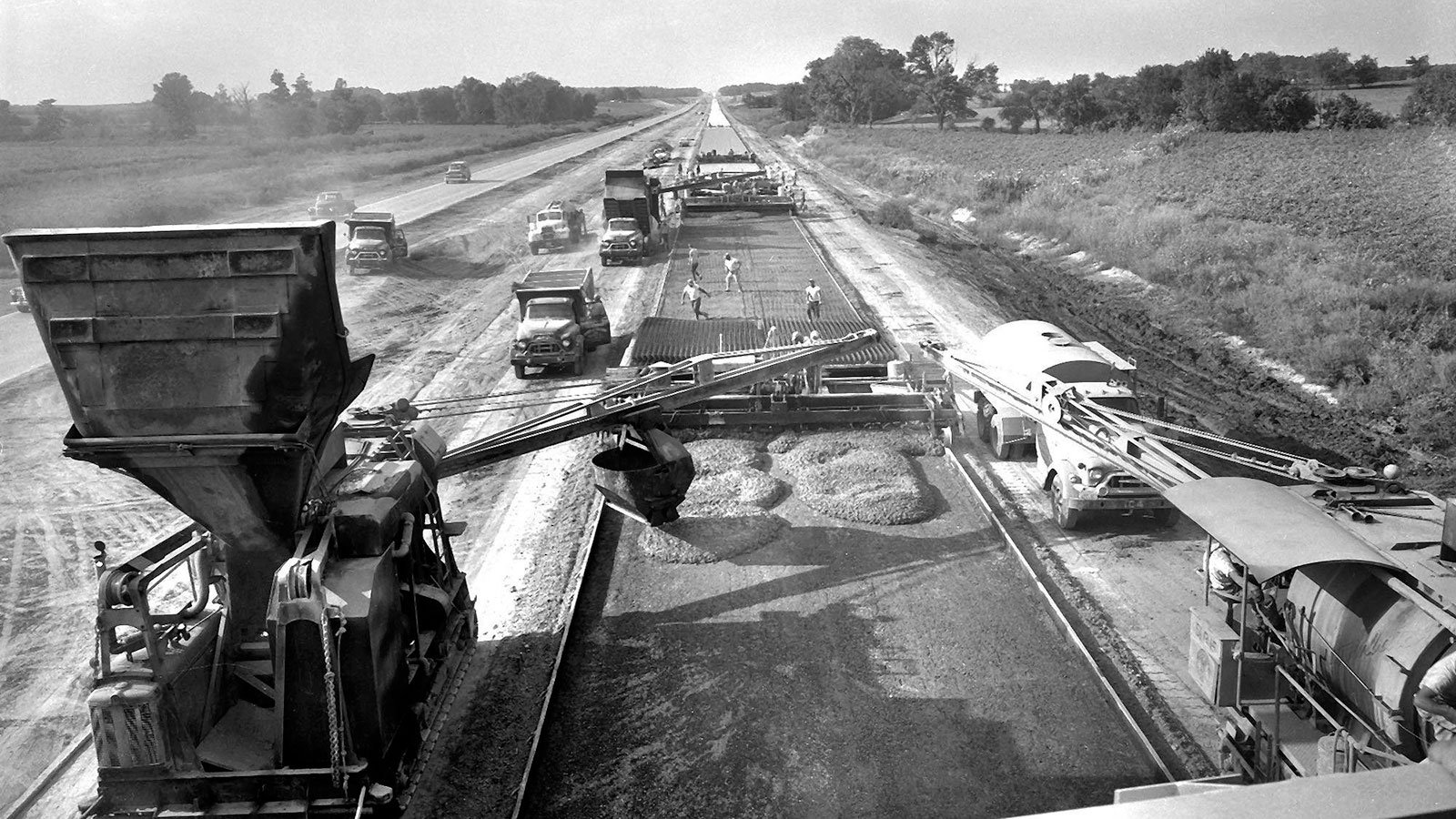 This photo is believed to show construction of Interstate 55 in Missouri in the early 1960s