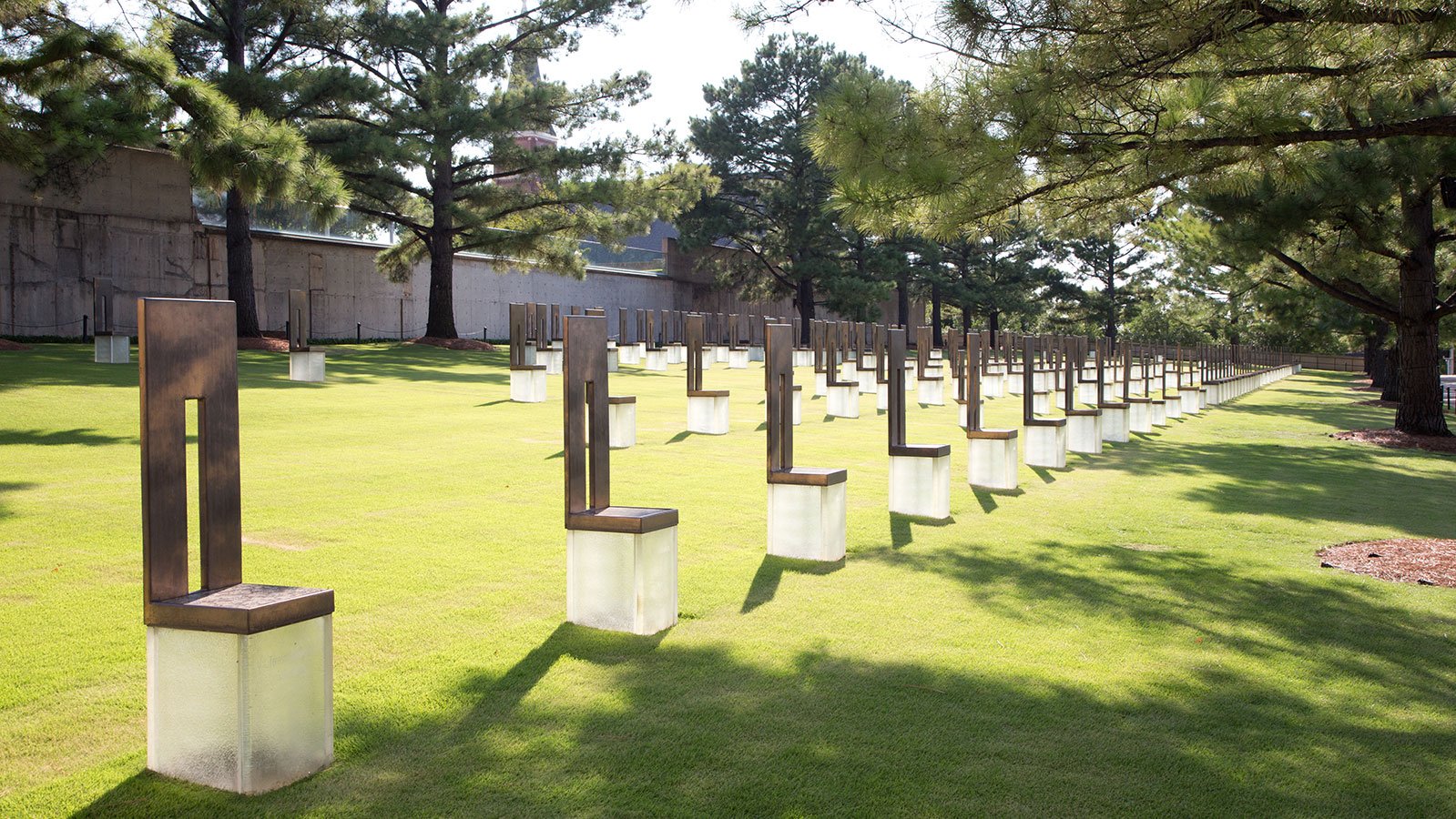 The field of 168 empty chairs represents the lives taken on April 19, 1995