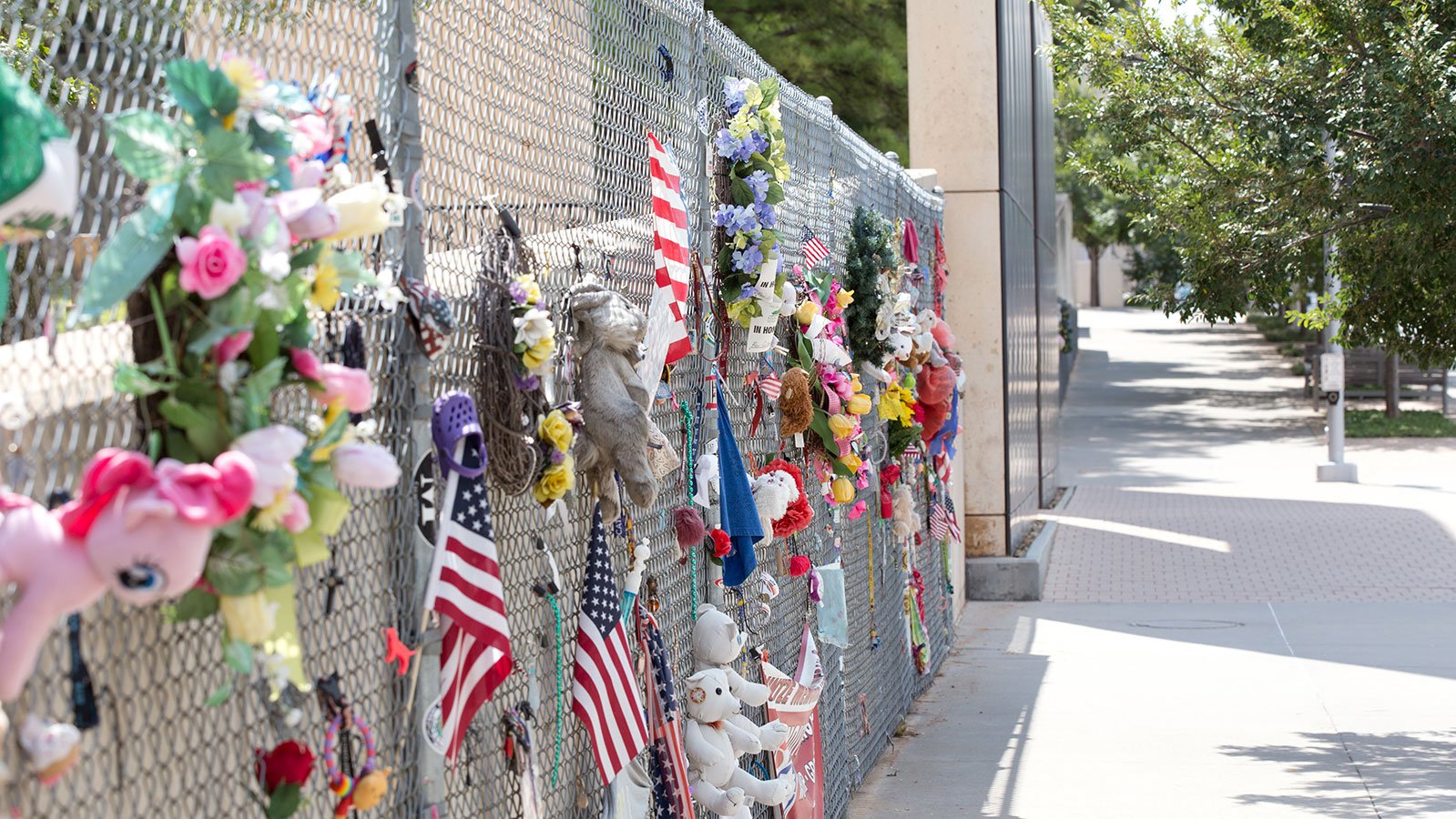 The fence that was originally installed to protect the site of the Murrah Federal Building became a place for people to leave tokens of love and remembrance