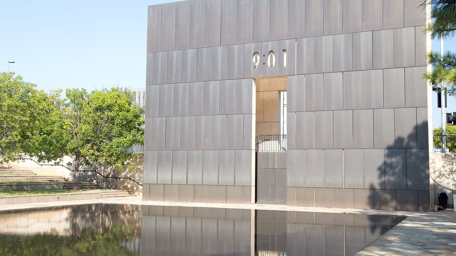 The Gates of Time, central elements of the Oklahoma City National Memorial, frame the moment of the blast