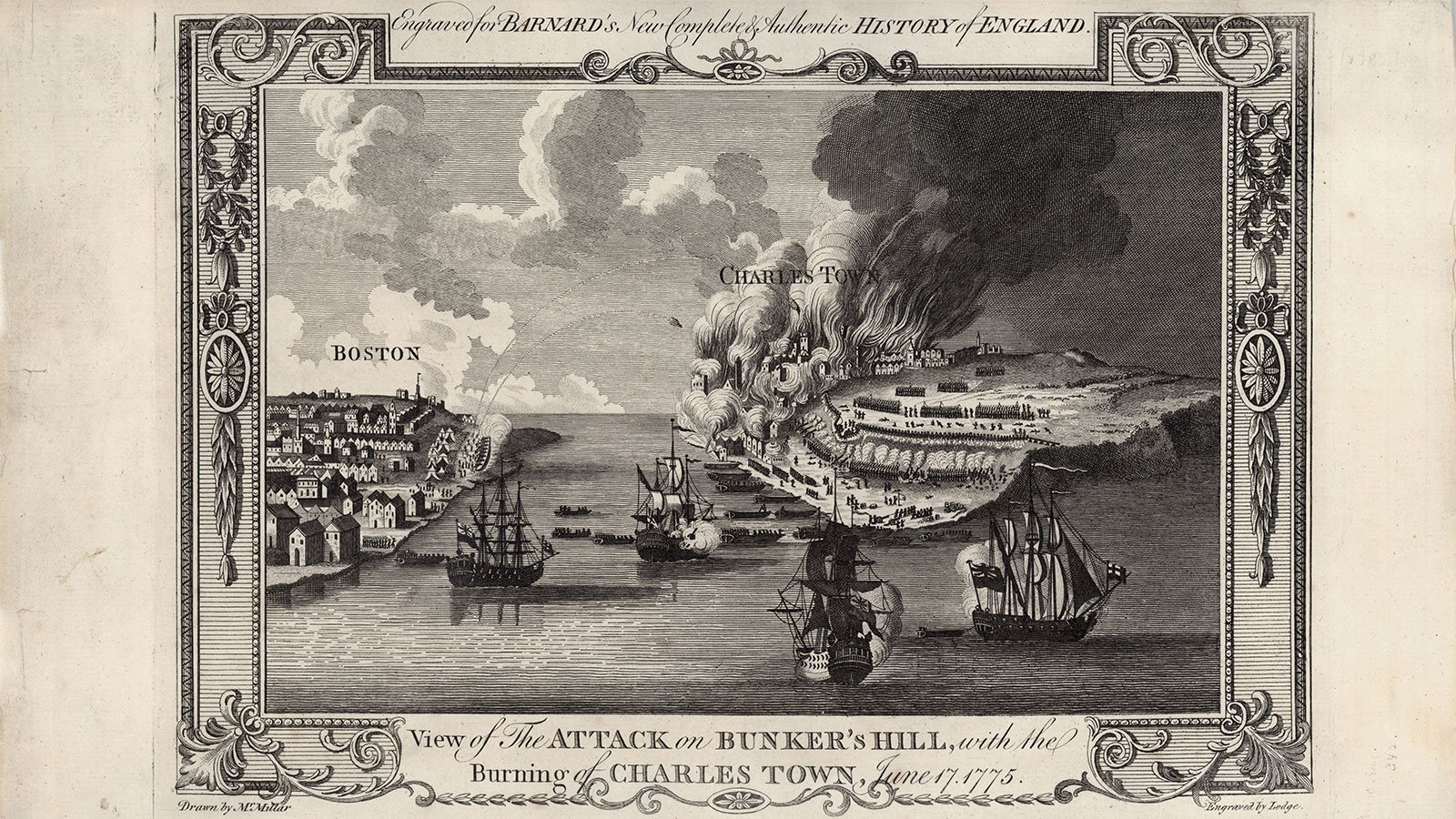 View of the Attack on Bunker's Hill, with the Burning of Charles Town, June 17, 1775