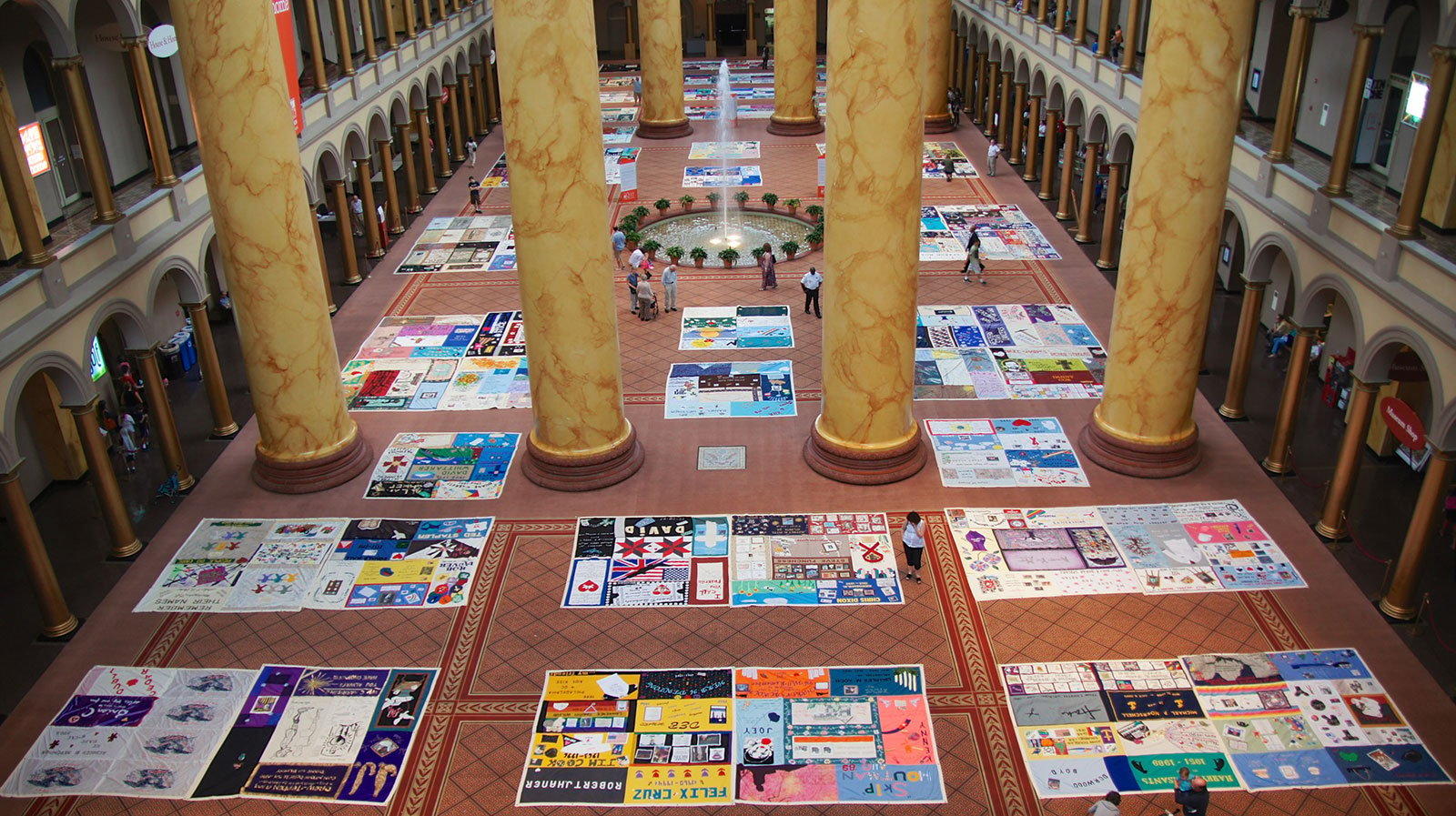 The AIDS Memorial Quilt on display at the National Building Museum in Washington, D.C. in 2012