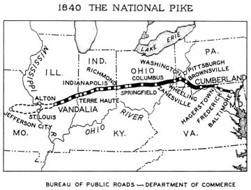 The National Road (National Pike) as of 1840