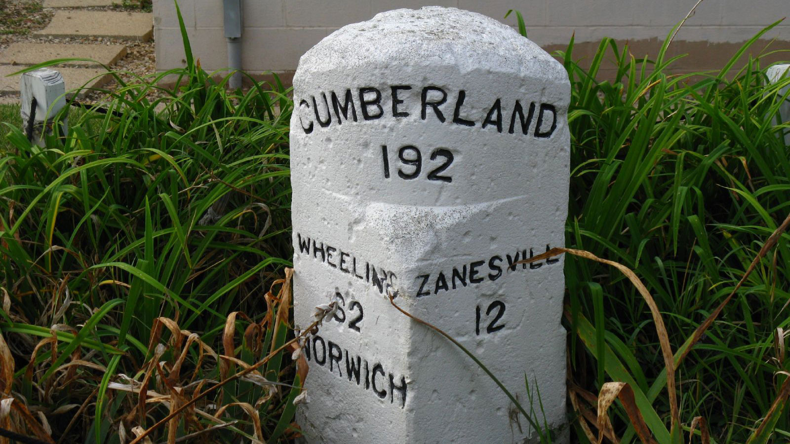 Several old mile markers still sit along the National Road