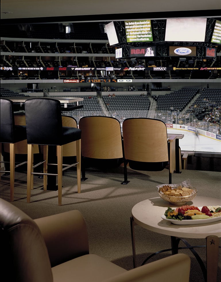 American Airlines Center, view of interior from a Suite