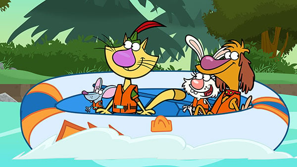 Nature Cat and friends in raft