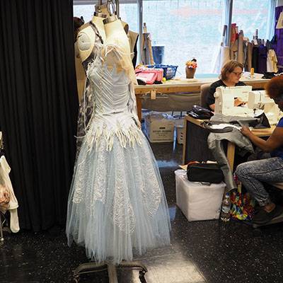 A snow costume in the costume shop (Photo courtesy of the Joffrey Ballet)