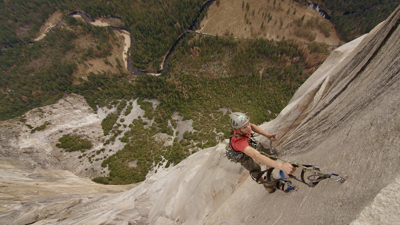 Geologist Roger Putnam scaling El Capitan in Yosemite Valley, California. He has made the ascent 41 times. (Courtesy of Jonathan Byers/© THIRTEEN Productions LLC)