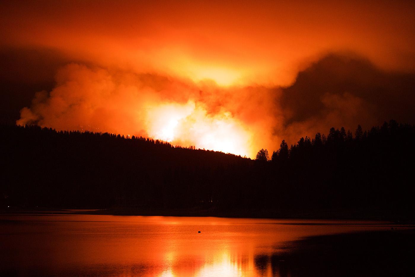 A wildfire just outside of Yosemite National Park in Bass Lake, California. (Courtesy of Joseph Pontecorvo/© THIRTEEN Productions LLC)