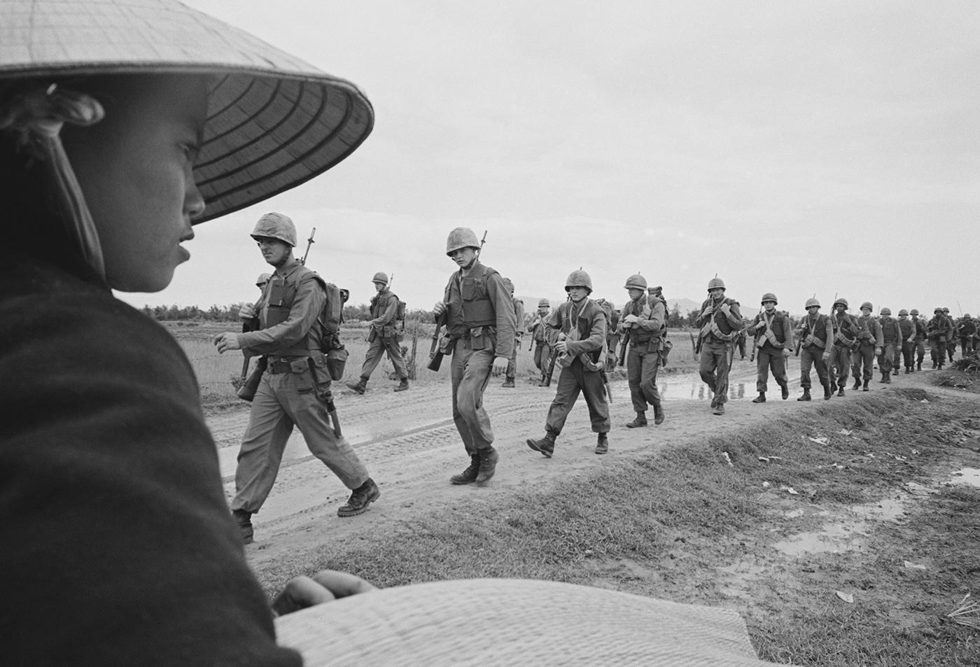 Marines marching in Danang. March 15, 1965. Photo: Associated Press 