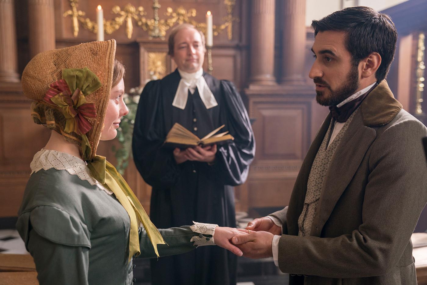 Nell Hudson as Skerrett and Ferdinand Kingsley as Francatelli in Victoria. Photo: Aimee Spinks/ITV Plc for MASTERPIECE