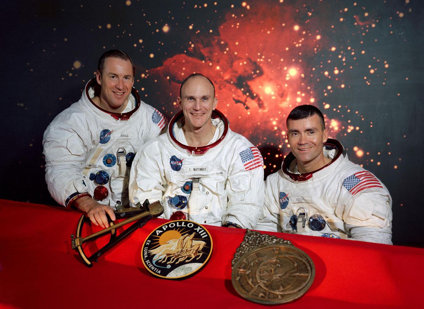 Apollo 13 Crew: Jim Lovelll, Ken Mattingly, and Fred Haise