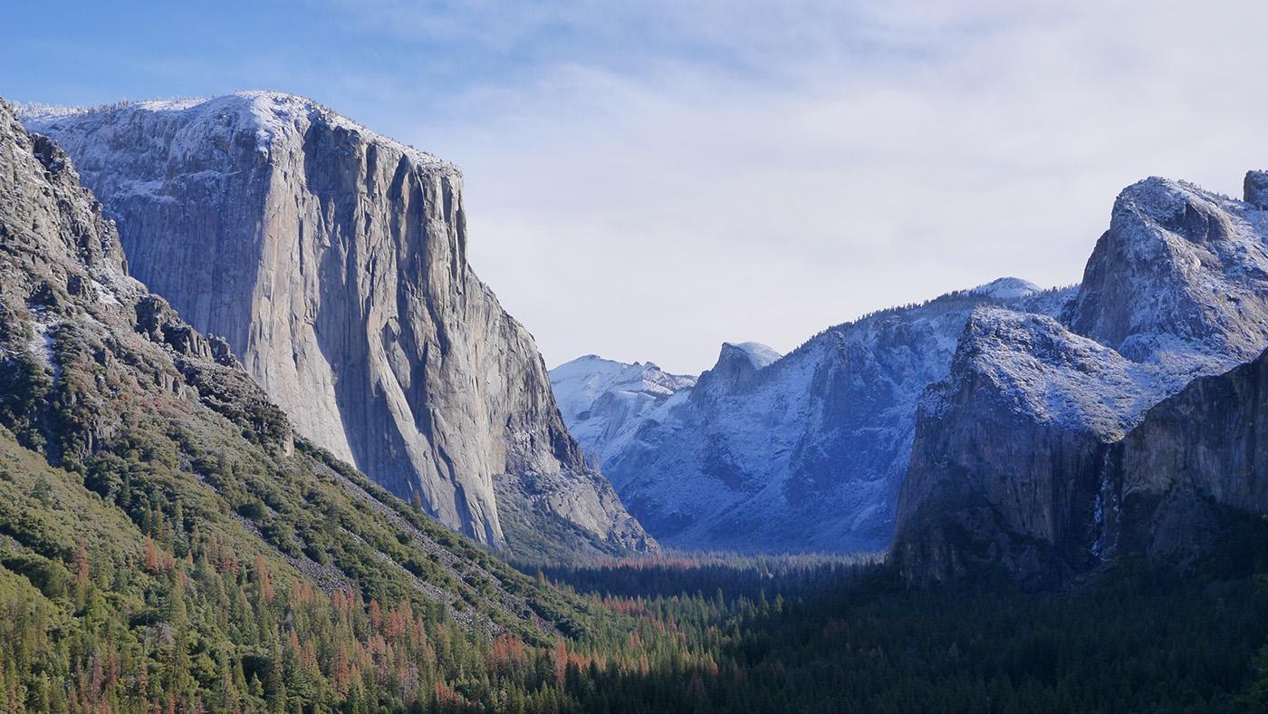 El Capitan on the left and the surrounding mountains in Yosemite National Park, California. (Courtesy of Joseph Pontecorvo/© THIRTEEN Productions LLC)