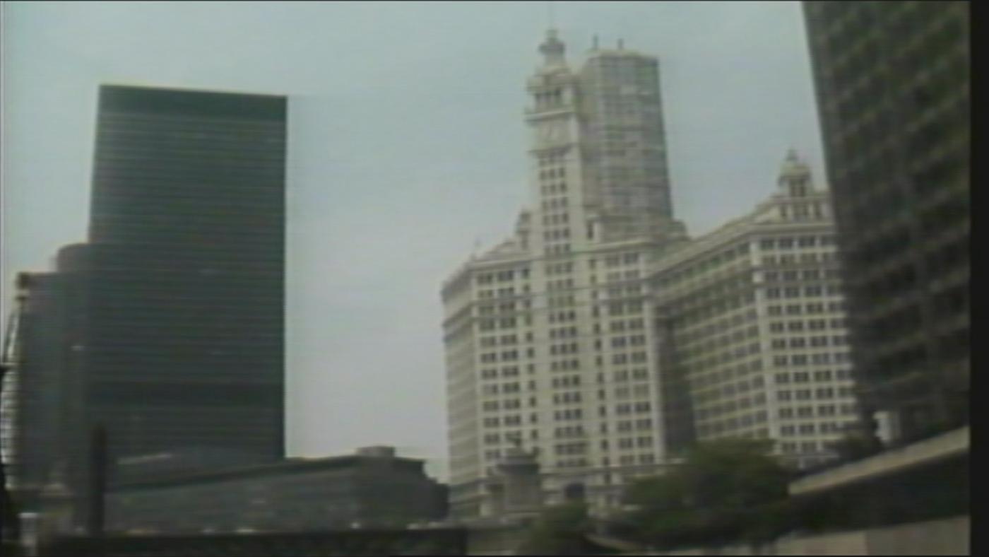 IBM Tower and the Wrigley Building in 1986