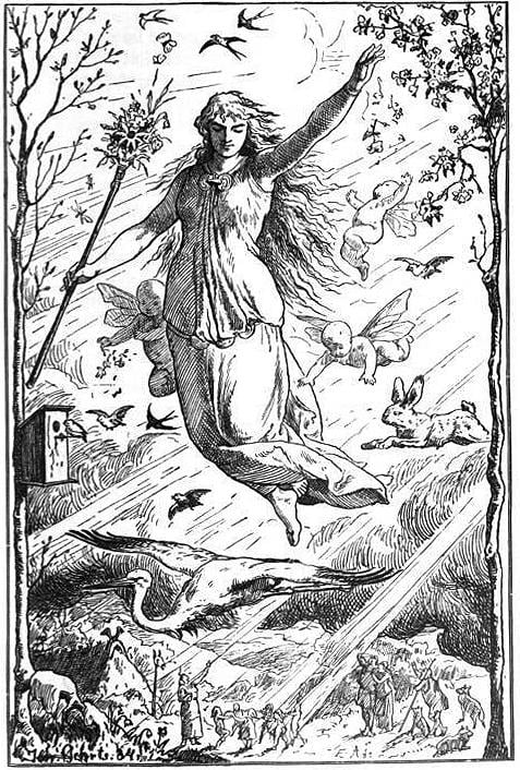 Ostara by Johannes Gehrts: the Germanic goddess is also known as Ēostre and may be the namesake for Easter.