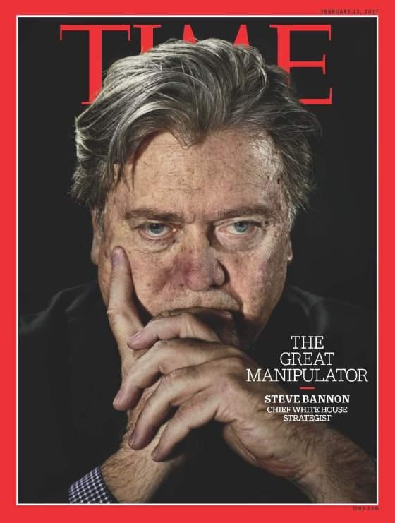 Steve Bannon on the cover of Time Magazine. Image: Copyright Time