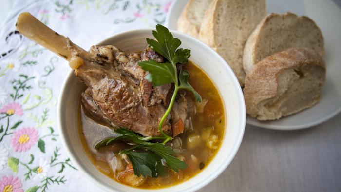 Alice Waters's Soupe Pistou with Lamb Shanks.