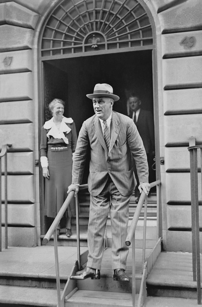 Franklin Roosevelt outside his Manhattan home in 1933. Photo: Courtesy of Roosevelt House