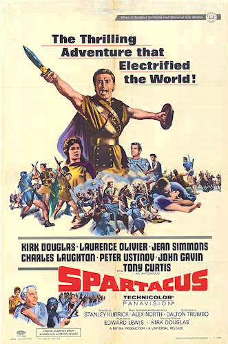 Kirk Douglas on the poster for 'Spartacus.'
