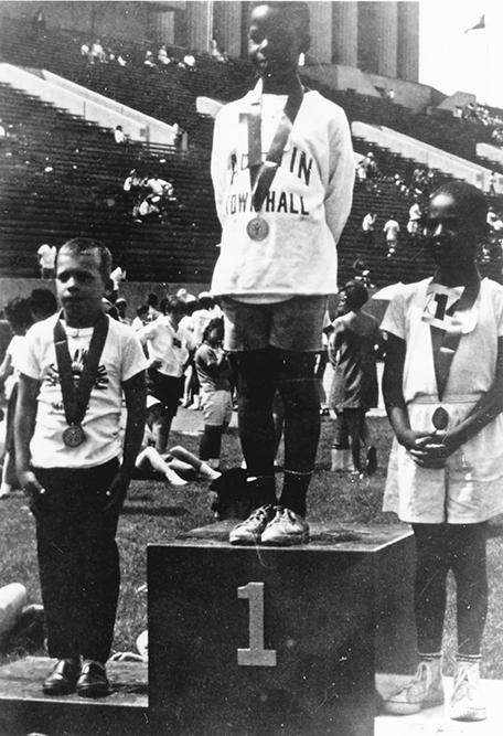 A medal ceremony during the first Special Olympics
