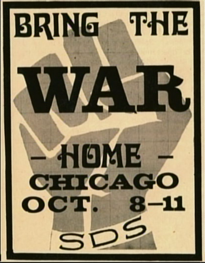 A Students for a Democratic Society poster advertising the 1969 Days of Rage in Chicago. Image: From WTTW's Chicago Stories