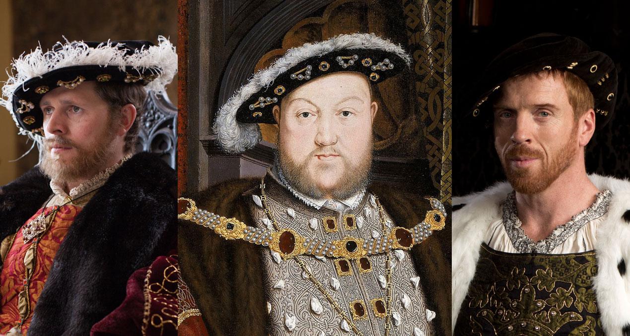 King Henry VIII, the man with all the wives: Scott Arthur in Secrets of the Six Wives, and Damian Lewis in Wolf Hall. (Laurence Cendrowicz / © Wall to Wall South Ltd; Giles Keyte/Playground & Company Pictures for MASTERPIECE/BBC)