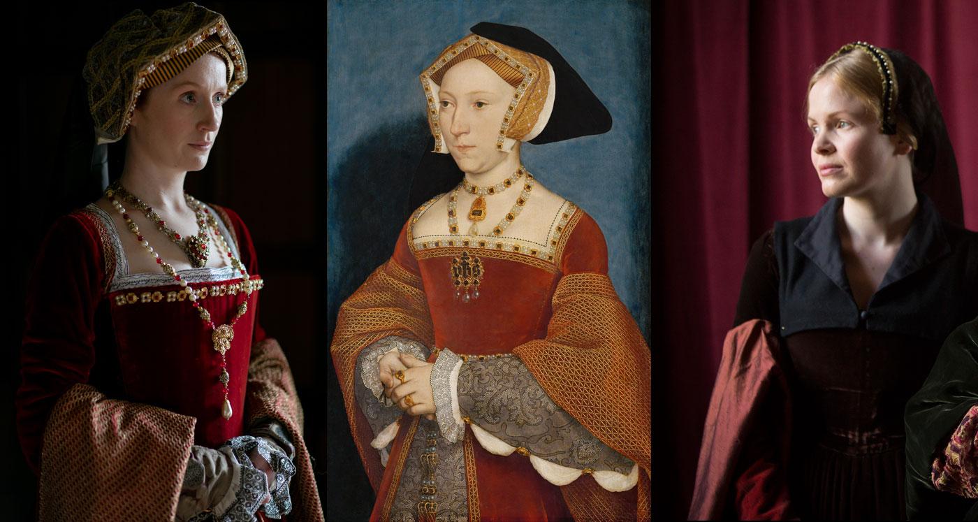 Jane Seymour: Elly Condron in Secrets of the Six Wives and Kate Phillips in Wolf Hall. (Laurence Cendrowicz / © Wall to Wall South Ltd; Ed Miller/Playground & Company Pictures for MASTERPIECE/BBC)