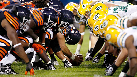 The Chicago Bears versus the Green Bay Packers