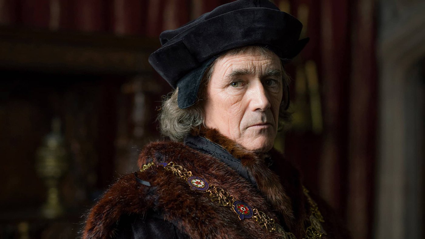 Thomas Cromwell in three-quarter profile, dressed in finery