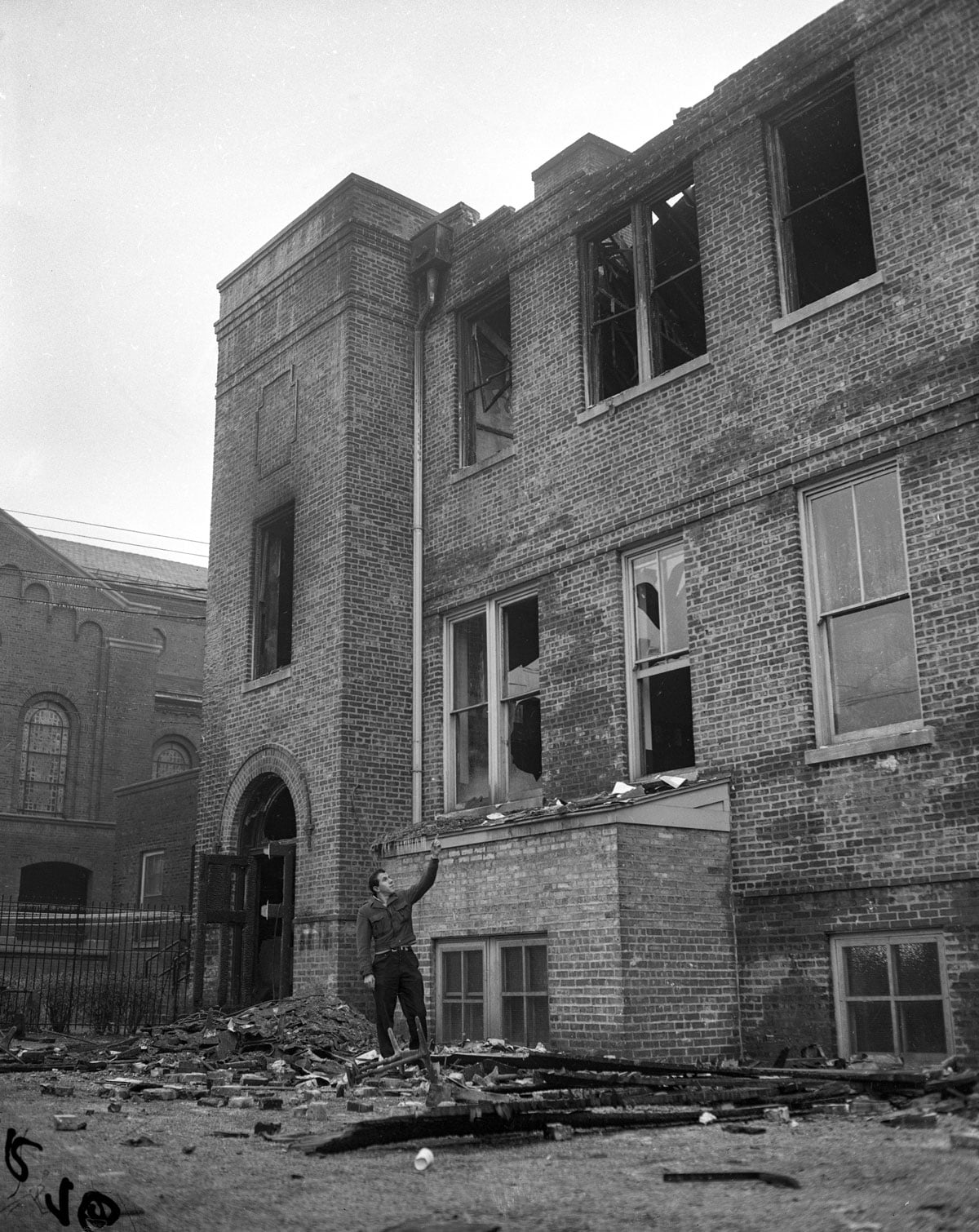 The damaged building after the fire