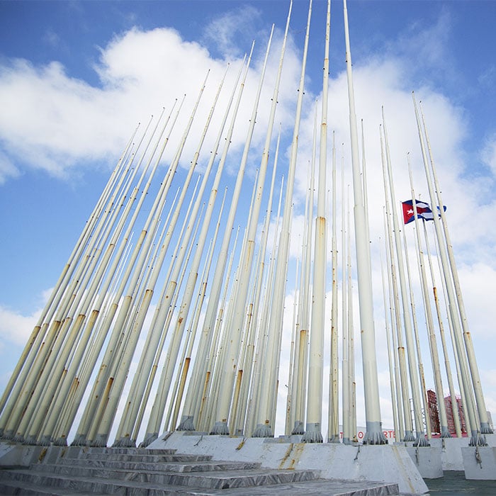 Flagpoles at the US Embassy in Havana