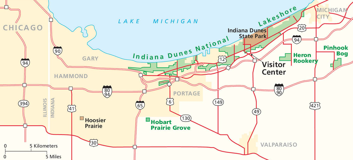 Indiana Dunes map