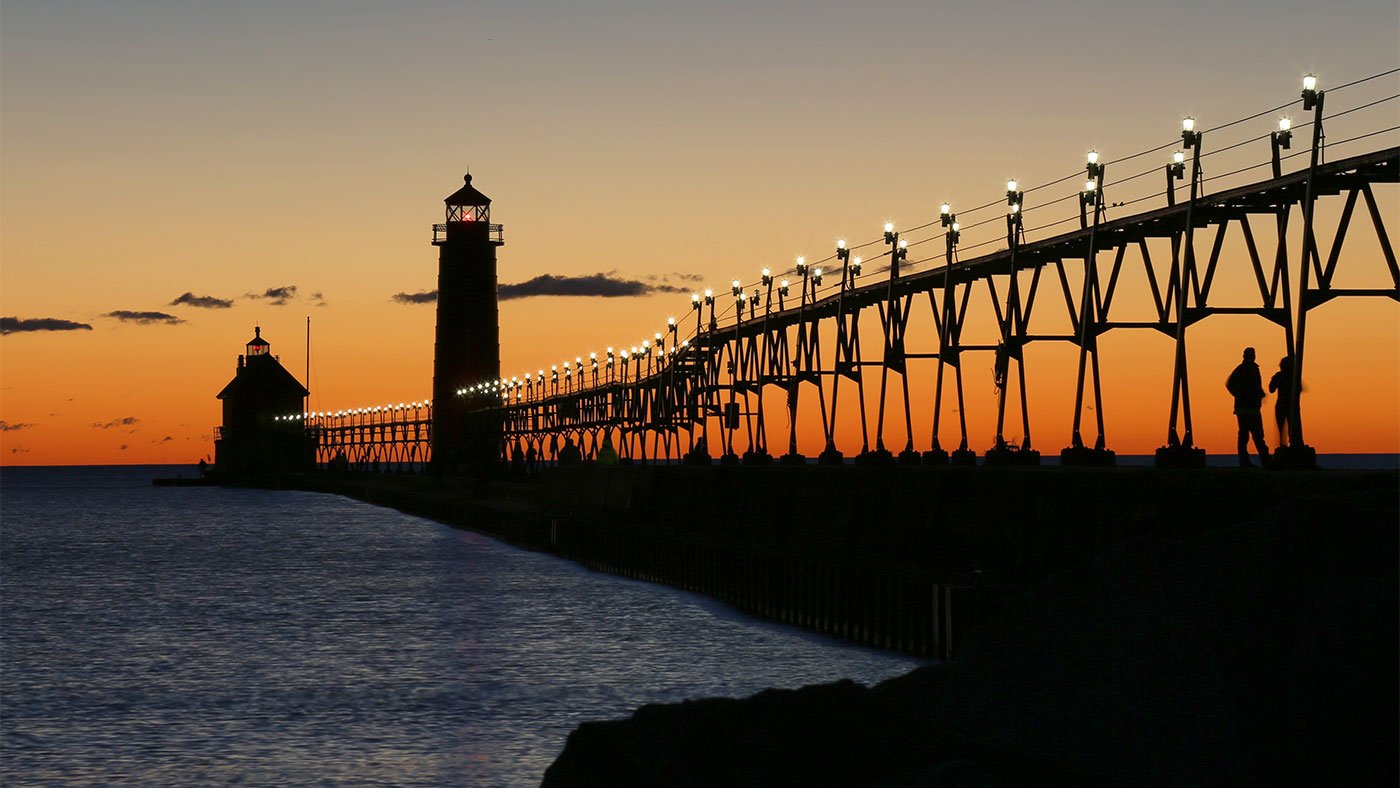 Grand Haven Pier at sunset