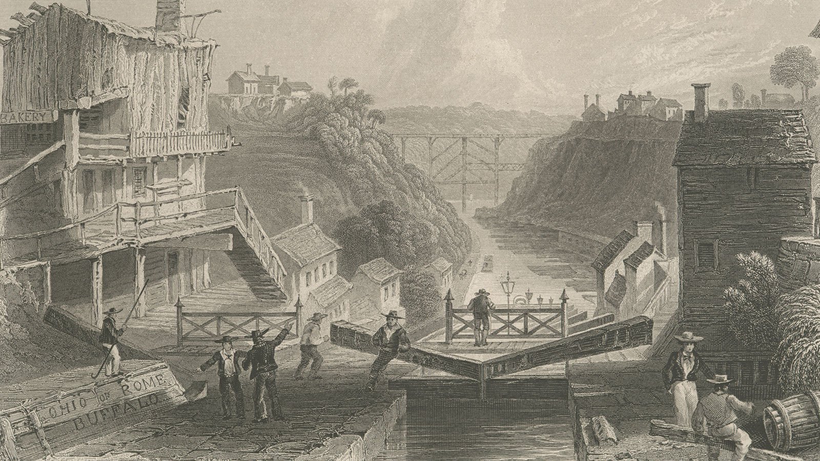 Lockport, Erie Canal drawing
