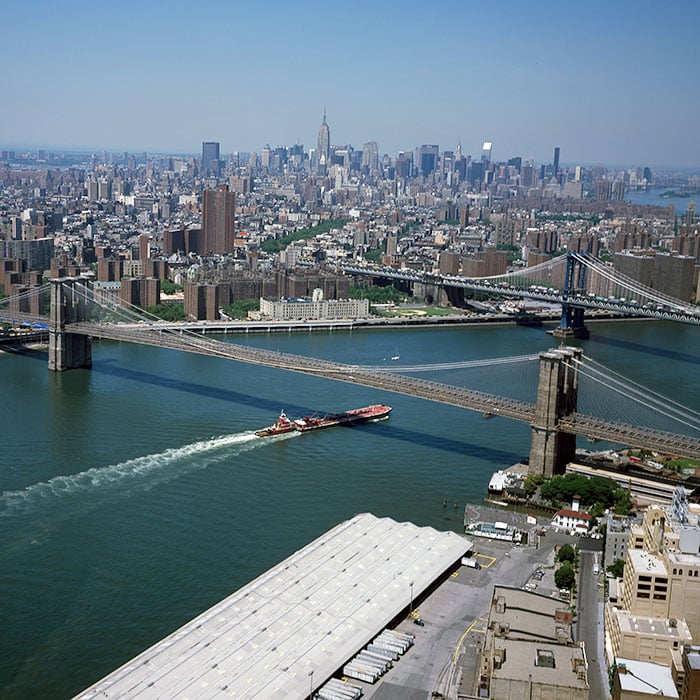Aerial view of New York City, looking toward Brooklyn