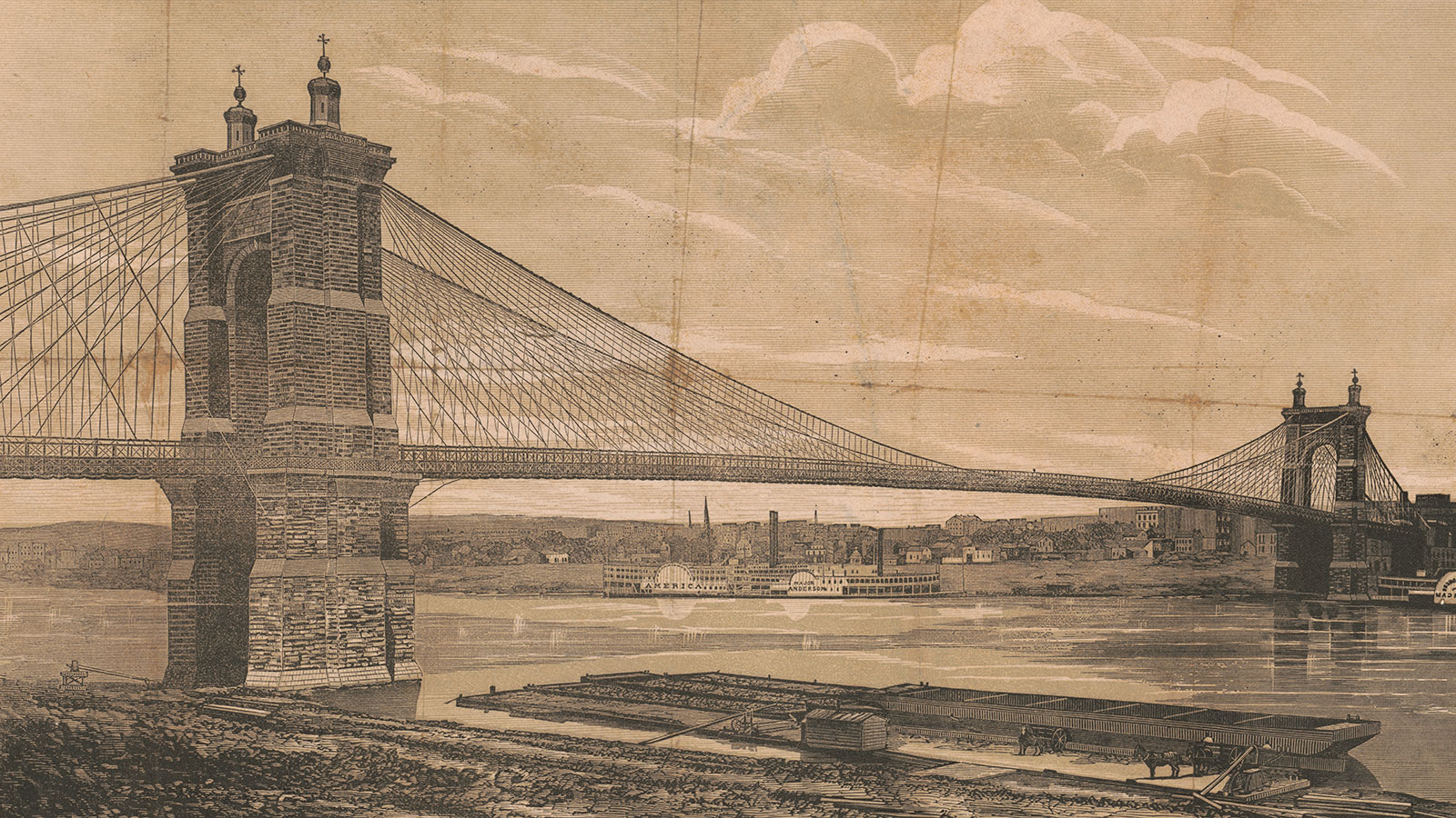 Cincinnati Bridge engraving