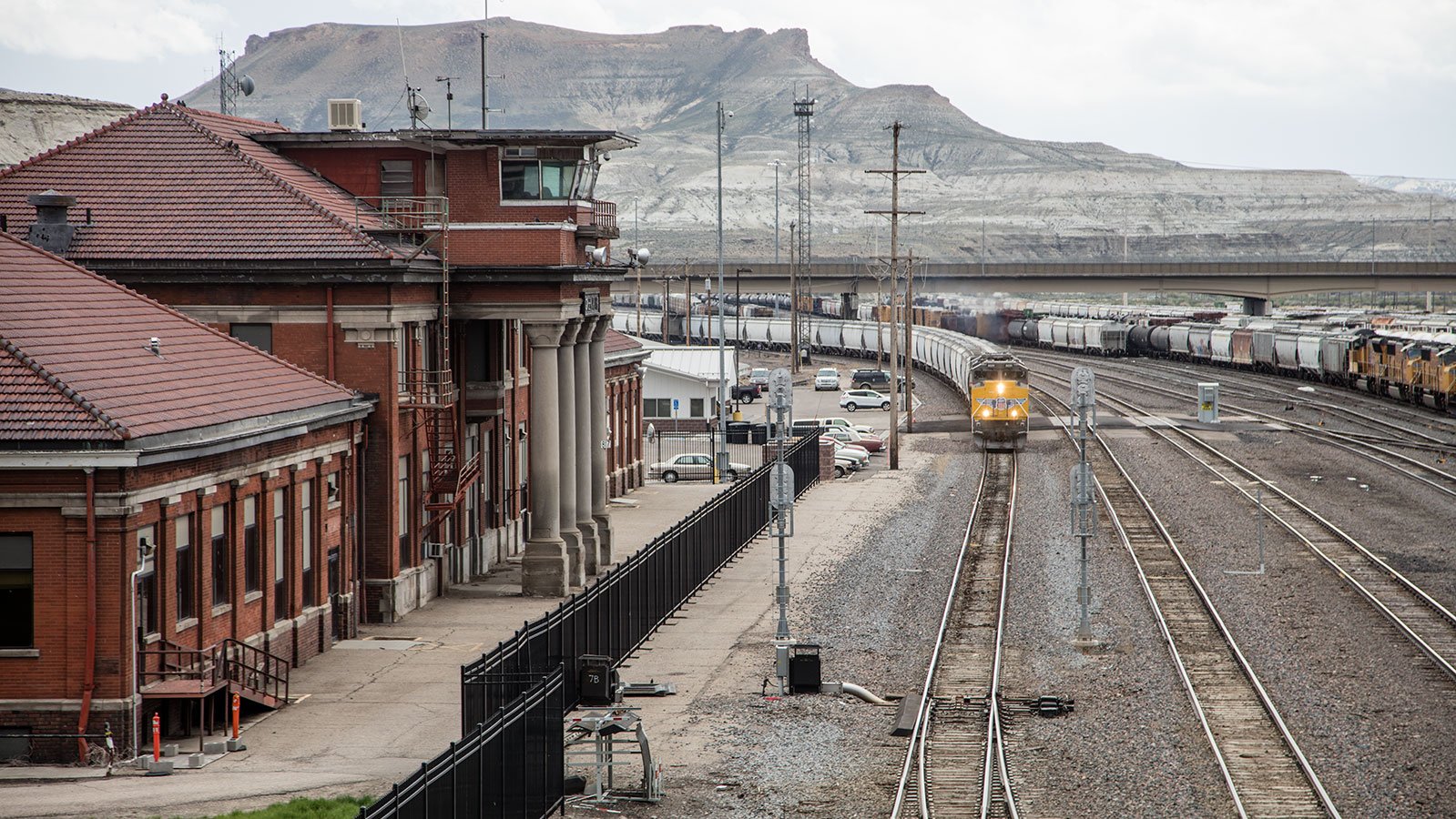 Scene along Railroad Avenue and the still-bustling tracks and freight terminals of the Union Pacific Railroad