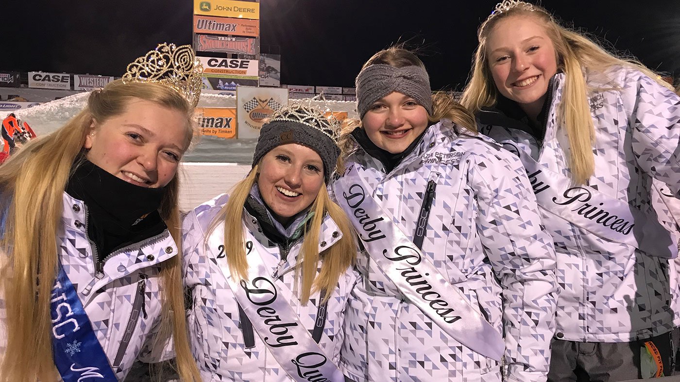 Snowmobile Derby Queen pictured here with her court