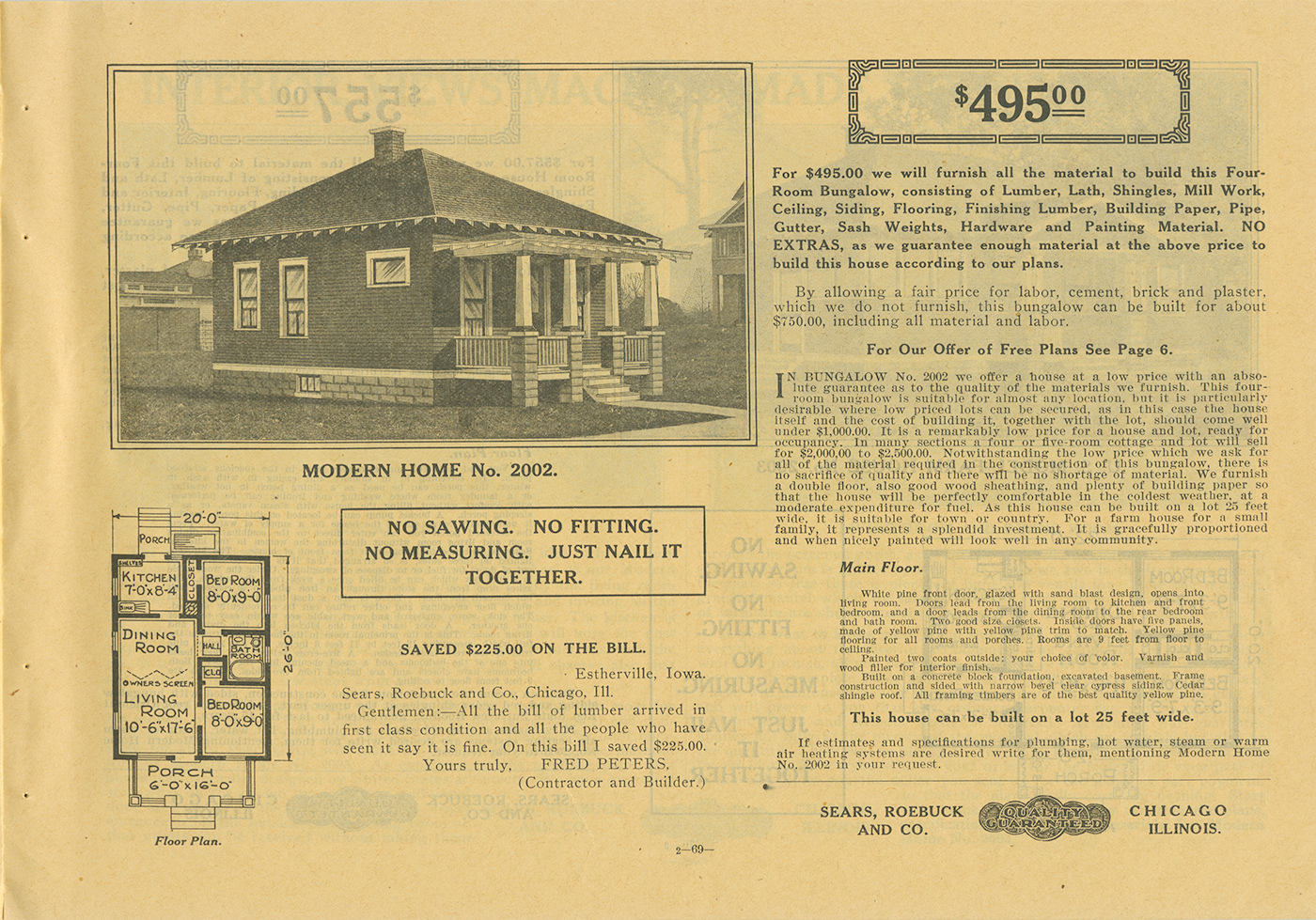 An advertisement for a Sears Modern Home