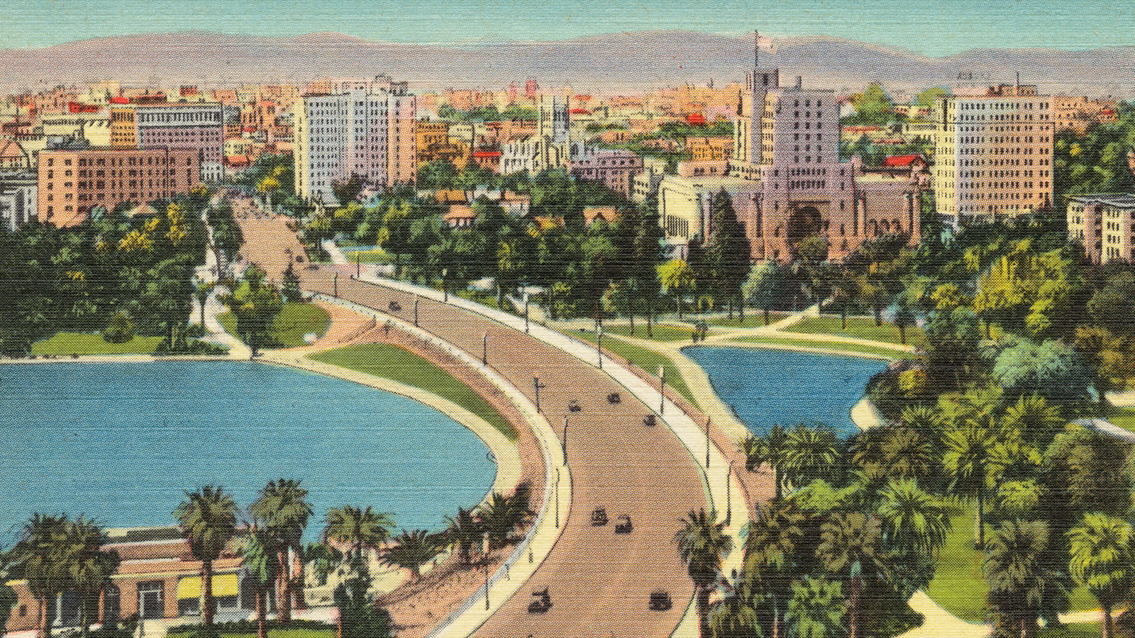 Wilshire Boulevard, Through Westlake Park, Los Angeles, California, 1930